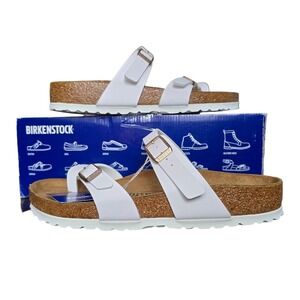 Birkenstock Mayari White Toe Loop Strap Cork Footbed Sandals Women Size 39 US 8